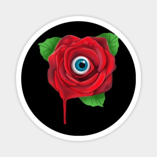 Spooky red rose with eyeball Magnet